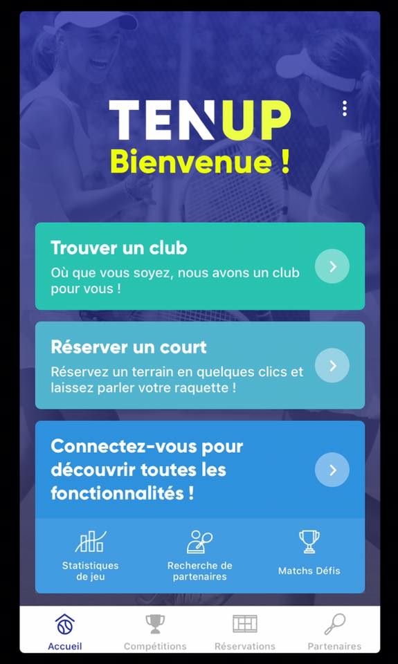 Interface de l'appli Ten'Up